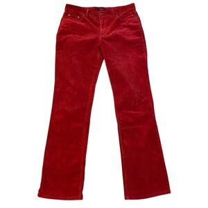 Chaps Womens Red Corduroy Pants Straight Leg Stretch Size 10 Mid Rise Cotton